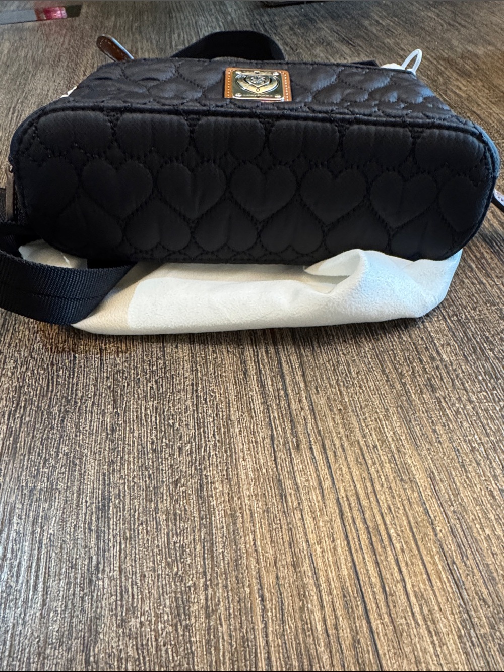Brighton Black Quilted Heart Crossbody with Metal Logo Plaque - Picture 5 of 5